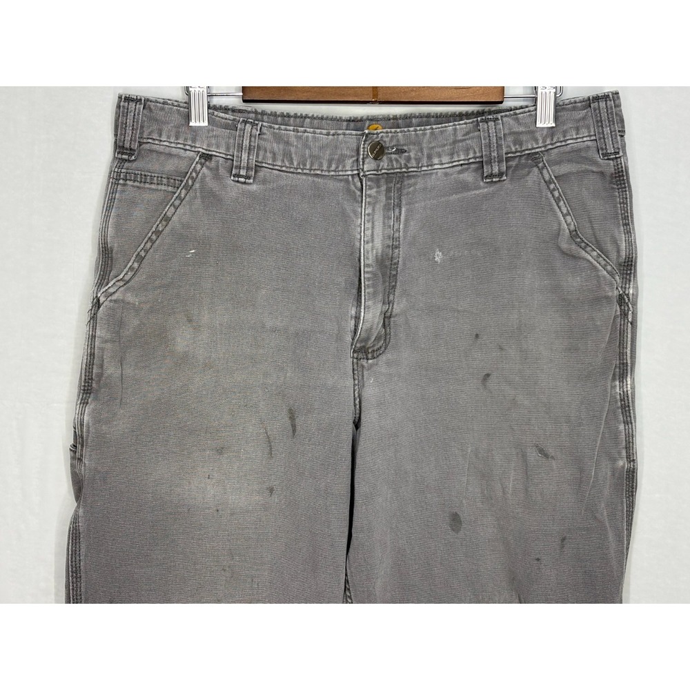 Carhartt Carpenter Work Pants Mens Gray Relaxed Fit Rugged‎ Flex Utility 34x30.5